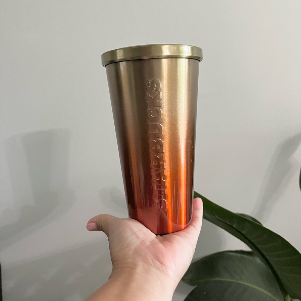 Starbucks Sunset Gold Orange Gradient Stainless Steel Cold Cup Tumbler 16Oz